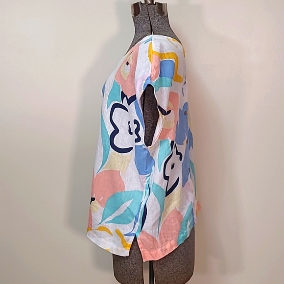 Rachel Zoe Short Sleeve Shirt Button Back 100% Linen Size Large - Picture 3 of 7